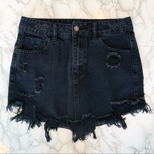 Litz Black Denim Mini Skirt